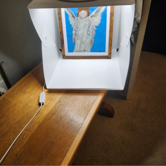 Hand Crafted Angel Colored Pencil Drawing Framed 9x11" - Picture 12 of 14